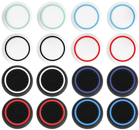 LunarCharm 16 Pack Joystick Caps Compatible with PS4/PS5, Controller Sticks Grips, Controller Accessories, Silicone Thumbsticks Grips Caps Compatible with Xbox One Series (Style B)