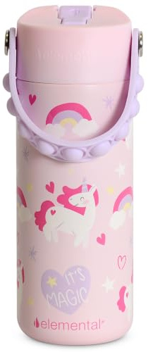 Elemental Core 18oz Insulated Kids Water Bottle Straw Lid & Pop-It Handle