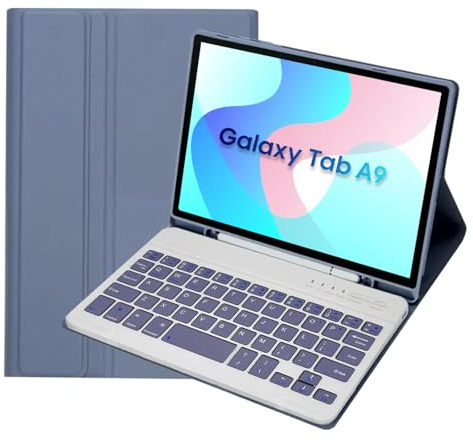 leleyo Custodia con tastiera per Samsung Galaxy Tab A9 8,7,viola | cover con tastiera magnetica wireless rimovibile stand QWERTY