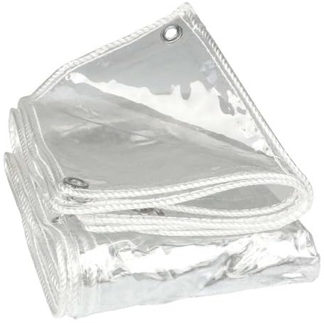 Amunpitic Telone Impermeabile PVC per Esterno Trasparente 1.5x5m, Teloni Trasparente Impermeabile Esterno, Telo Plastica Trasparente con Occhielli, per Giardini, Serre, Piante