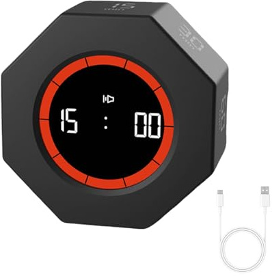 Temporizador digital recargable, funcionamiento silencioso, temporizador de cocina giratorio automático, adecuado para aula, cocina, oficina, estudio, temporizador recargable