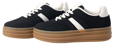 Nexsus Plus Women's Sneakers Cushion Soled Breathable Faux Suede Platform (Black, UK Footwear Size System, Adult, Women, Numeric, Medium, 6)