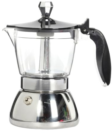 JECOMPRIS Caffettiera Acciaio Inossidabile Trasparente per Preparazione Espresso per e Caffetteria Facile da Usare e Design Visibile