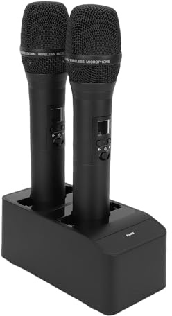 CFTGIW di Microfono Karaoke Wireless Professionale Doppio Microfono Portatile Performance Microfono Ricaricabile Ideale per Cantare Spettacoli Teatrali e Karaoke della Famiglia