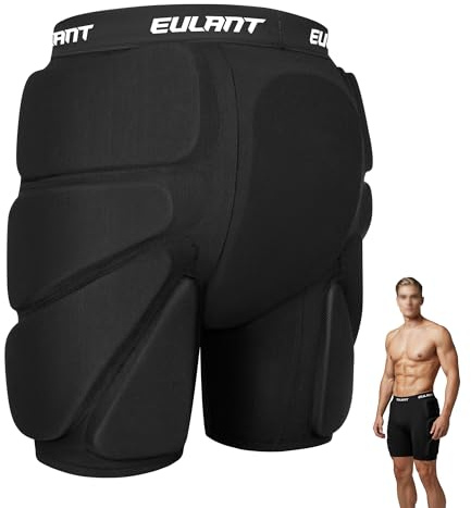 EULANT Pantalones Cortos Acolchados de Protección para Snowboard, Esquí,Patinaje en Scooter, Motociclistas, Protecciones de Glúteos, Almohadillas Protectoras 3D para Cadera, Trasero y Coxis,L