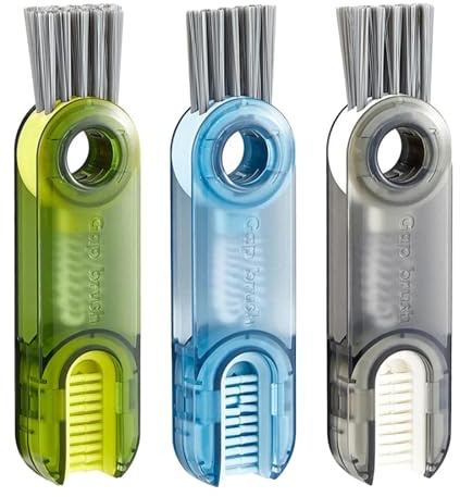 Fognill 3 Pcs Bottle Cleaning Brush Set - Professional Bottle Brushes for Cleaning Cups Lids Gaps, Food Grade Silicone Bottle Cleaner Tools for Home Kitchen Office Use