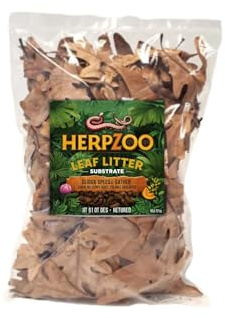 HERPZOO Leaf Litter Substrate, Brown Oak Leaves, 1L, Bioactive Terrarium Bedding for Reptiles, Amphibians, Springtails, Isopods, 100% Organic