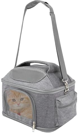 Katzentrage-Rucksack, erweiterbar mit atmungsaktivem Netzgewebe, Abnehmbarer Katzen-/Hunde-Rucksackträger Aufbewahrungstasche Katzentransportbox