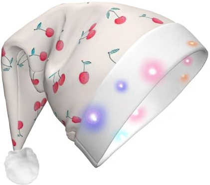 Jkkghll Bonito sombrero de Navidad unisex con diseño de cerezas rojas para adultos, para decoración de fiestas, gorro de Navidad y accesorios de disfraz