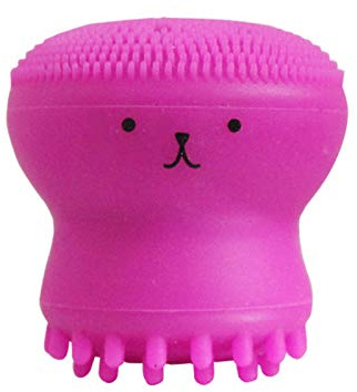Cepillo de limpieza facial de pulpo pequeño de silicona, limpiador facial para desmaquillante, cuidado de la piel, exfoliante con esponja, cerdas suaves, cabeza lateral, bonito diseño, fácil de