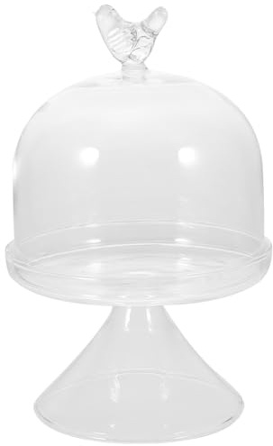 TOYANDONA Plateau à Gâteau Verre Transparent avec Cloche Présentoir Dessert sur Pied pour Cupcakes Fruits et Snacks Protection Anti-insectes pour Fêtes et Mariages