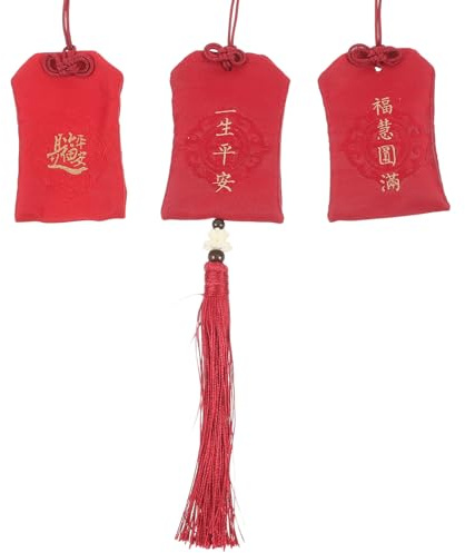 GOOHOCHY 3 Piezas Bolsitas Pequeñas Vacías de Tela con Borla Bolsa Colgante Aromática Tradicional Bolsas Vacías para Viaje Neceser Ligero y Portátil para Protección y Bendiciones