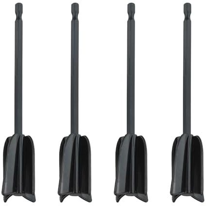 MoSundi Resin Mixer Paddles for Epoxy and Paint, 4-Pack with Standard Hex Shank, ABS Plastic Agitator for Drill, 16.5 x 3.4 cm, Compatible with Small Containers Black