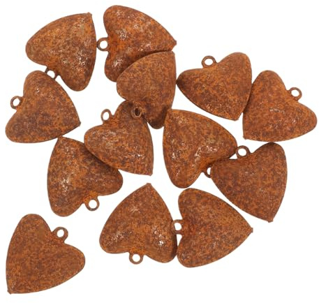 Veemoon Lot de 30 Clochettes Suspendues en Métal Rouillé de Cœur Décorations Vintage Rustiques pour Sapin de Noël Ornements pour Loisirs Créatifs et Fêtes Grelots Décoratifs Sonores