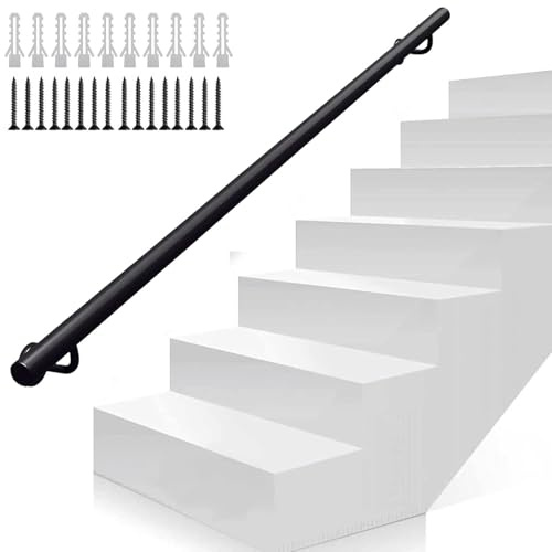 Corrimano per scale, ringhiere per gradini interni ed esterni, corrimano a parete, corrimanos in ferro battuto industriale, corrimanos per ringhiera delle scale(60cm)