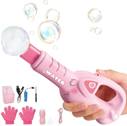 Tvålbubbelstång – uppladdningsbar automatisk såpbubbel-maskin leksak | Dimljus med och musik, interaktiv elektrisk bubbelfläkt för fest, sommar, utomhus