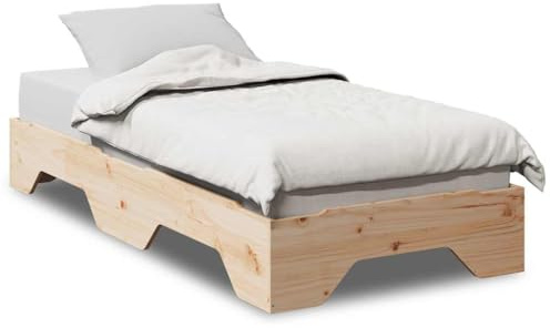Genérico Estructura de Cama sin colchón apilable 100x200cm Madera Maciza,Mobiliario,Camas y Accesorios,Camas y somieres,859199