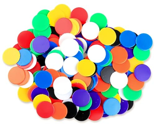Gaomumu 160PCS Durable Plastic Colored Counting Chips, Game Solid Color Small Disc, for Early Math Learning, Early Education, Bingo & Board Game Scoring(8 Colors)