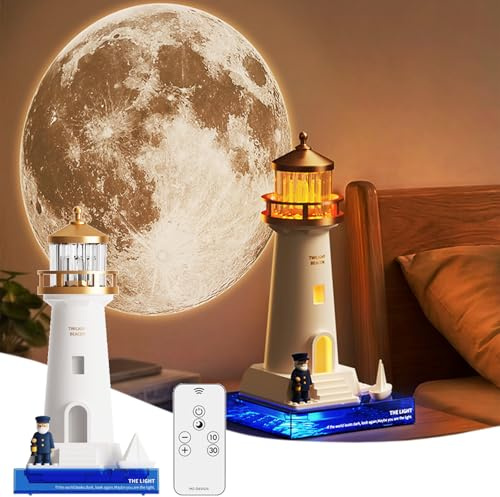 YOUYIKE Lámpara de Faro, 5 Modos de Proyección Proyector Luna Sunset Galaxia Estrellas Luz Nocturna Decoración de Faro para Habitacion