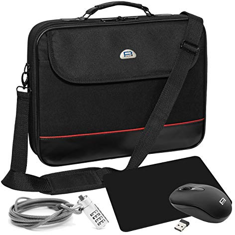 PEDEA laptopväska Trendline startpaket för bärbar dator upp till 51 cm (20,1 tum) med trådlös mus, musmatta och laptop-lås, svart