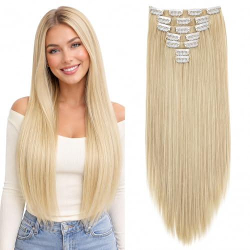 CAISHA 50cm 8er Clip In Extensions Haarverlängerung Hellblond Mix CES209