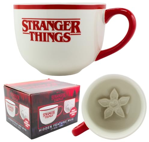 Stranger Things Becher (Hidden Demogorgon Design) 500ml Keramikbecher weiß, Kaffeebecher mit verstecktem Detail - Offizielles Lizenzprodukt
