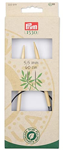 Prym 222519 Rundstricknadel Prym 1530, Bambus, 60cm, 5,5mm, Holzfarben, Natürlich