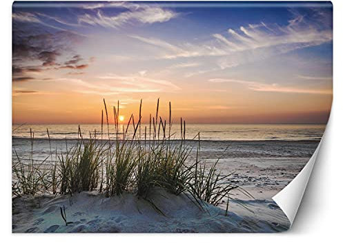 Feeby Vlies Fototapete Himmel Sonne Meer 368x254 cm Orange Tapeten Wandekoration Wohnzimmer Schlafzimmer Büro Flur Strand Gras Urlaub