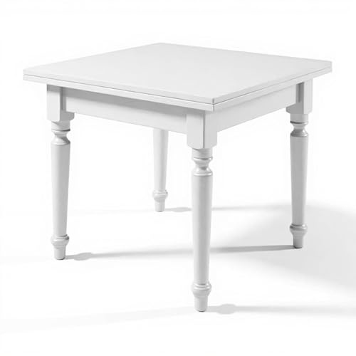 Mar.c.a. Design - Tavolo Quadrato Allungabile da 100 a 200 cm con Gambe Tornite - Tavolo in Legno Massello 100x100x78 cm - Arte Povera Made in Italy