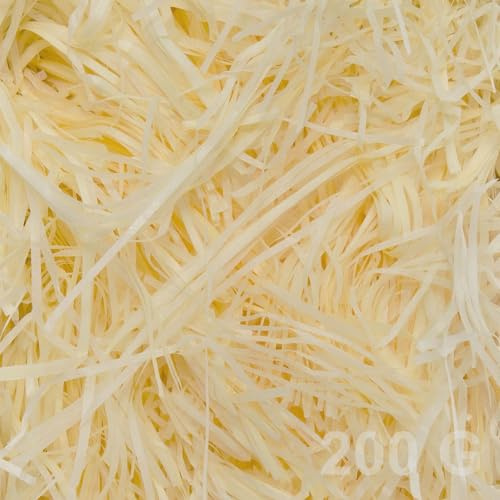 sinzau Papier Déchiqueté, pour le Bricolage, les Fêtes, le Remplissage et L'emballage de Cadeaux, 200 g, Jaune Crème