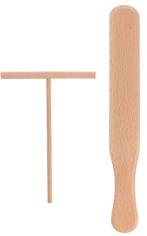 DOITOOL 2Pcs Crepe Spreader Stick& Spatula Turner, Wooden Pancake Spatula Pancake Cooking Utensils, Crepe Spreaders for Making Crepes, Crepes Spreader Set, Crepe Kit, Crepe Tool Set, Crepe Set