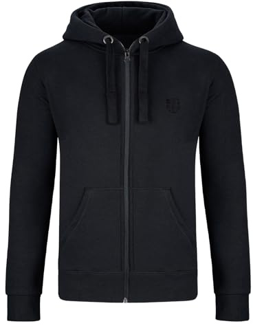 Gennadi Hoppe Felpa giacca da uomo con cappuccio in cotone, giacca per sport e tempo libero, Nero (Black), 3XL