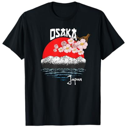 Osaka - Bandera de Japón con diseño de cereza Camiseta