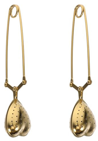 Luxshiny 2 StüCk Herzform Teesieb Aus Edelstahl, Teefilter Mit Griff FüR Losen Tee, KräUter Und GewüRze, Ideal FüR Zuhause Und BüRo (Gold)