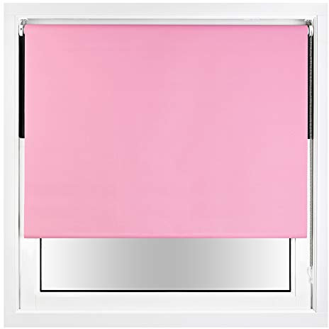 FURNISHED Verdunkelungsrollo mit Metallbeschlägen, zuschneidbares, isoliertes Thermogewebe, robuste, einfach zu installierende Halterungen, Fensterrollos - Rosa, 45W x 165H cm