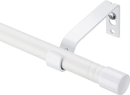 INFLATION Gardinenstangen mit weißen Enden 76-157 cm, mattierte weiße Gardinenstange mit Halterungen Set Fensterstangen für Wohnzimmer & Außenbereich