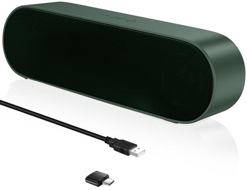 ZETIY Haut-Parleur d'Ordinateur, USB Enceintes pour PC Mini Barre de Son Portatifs Stéréo Enceintes de Bureau pour Laptop Bureau Carnet - Plug and Play （Green）
