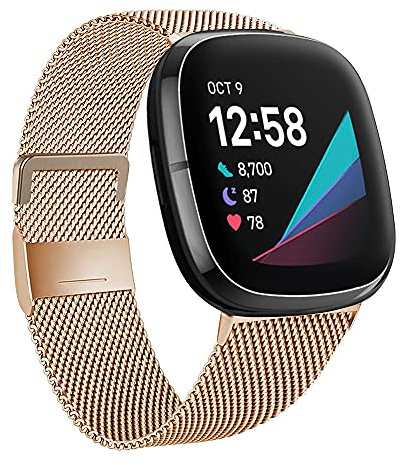 Moydolo Kompatibel mit Fitbit Versa 4 Armband/Fitbit Sense 2 Armband, Damen Herren Edelstahl Handgelenk Metall Ersatzband Armbänder Kompatibel für Fitbit Sense 2/Fitbit Versa 4