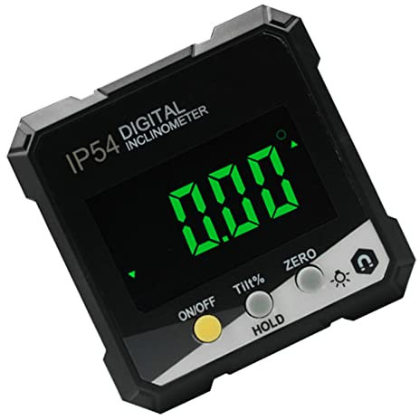 Winkelmesser mit Digitaler Anzeige, LCD-Bildschirm, Magnetisch, IP54, Intelligenter Digitaler Neigungsmesser, Stabile 4 X 90°-Messung für die Baustelle (Gelb DLW30D)