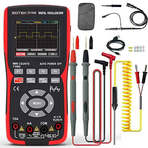 Multimètre oscilloscope 2-en-1 ZT-702s avec écran IPS de 2,8 pouces,9999 compteurs,bande passante 10MHz à canal unique,taux d'échantillonnage en temps réel élevé de 48MSA/s,±400V tension d'entrée