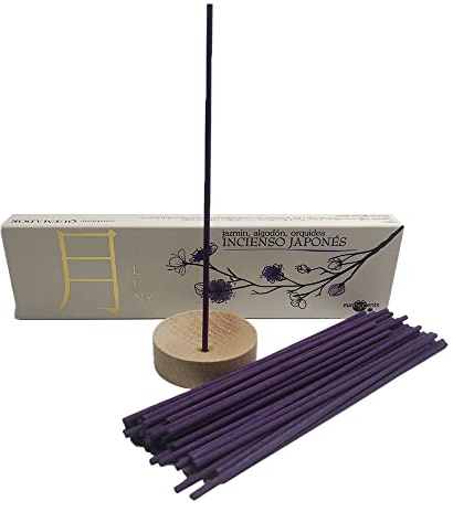 Aromasenses | Incenso Giapponese Luna – 50 Bastoncini + Porta-Incenso | 100% Naturale | Fatto a Mano | Intuizione | Pace Interiore | Sogni