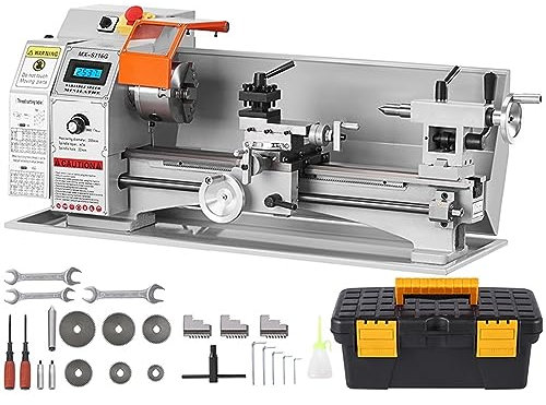 KOZWAY Mini máquina de Torno de Metal sin escobillas 7 ''x 16'' / 180 mm * 400 mm 800 W Pantalla Digital Torneado metalúrgico continuamente Variable