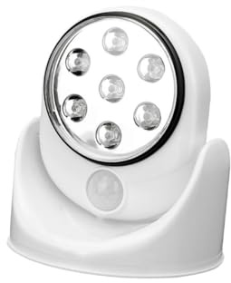 DOITOOL Automatisches Energiesparende Pir Drehbarem Nachtlicht mit 180° LED Bewegungsmelder Weiß 7 Leds Abs Material Gartenlampe für Zuhause und Flur