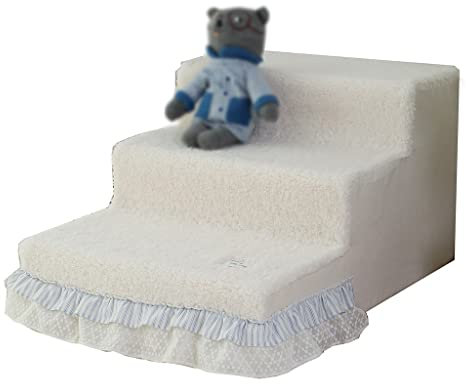 Treppe für Haustiere für zu Hause, Treppe mit Pilzfüllung für Katzen mit abnehmbarem Schutz Süße Haustiertreppen für kleine Hunde Hundetreppen, 60 * 45 * 39 cm (weiß 60 * 45 * 39cm)