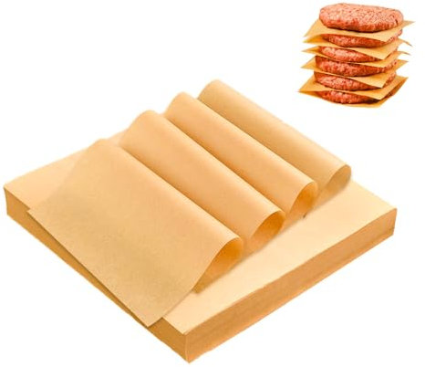 Yuyouqu 200 PCS Hamburger Patty Paper 6''x6'' Non-Stick Parchment Paper Squares Sheets Wax Paper Squares for Patty Seperate, Burger Press, Cookies, Microwave, Freezer, Oven