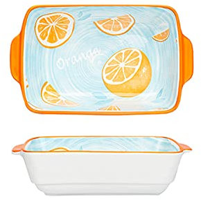 Lata for asar esmaltada, juego de bandejas for hornear, fuente for hornear de porcelana, juego de bandejas rectangulares for hornear, cazuela, plato for quiche, calentador de alimentos, 8,5 pulgadas,