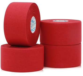 OK TAPE Athletic Sports Tape（4 Rolls - 3.8cm×13.7m Very Strong Tape for Athlete & Sport Trainers & First Aid Injury Wrap (Red, 3.8cm×13.7m)