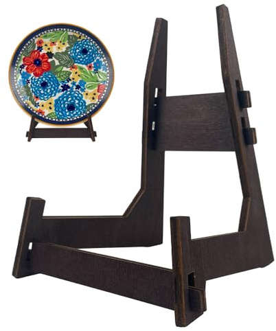 YSWOMOSKD 2 Pack 8 Inch Display Stand, Wooden Easel Stand Plate Stands for Display Decorative Picture Frame Stand, Easel,Book, Plate Holder (8inch-2pcs)
