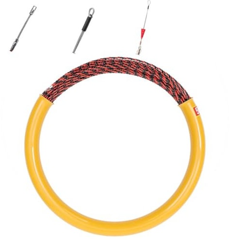 50M 6mm Spiral Wire Cable Push Puller Snake Fish Tape Reel Conduit Rodder Guide