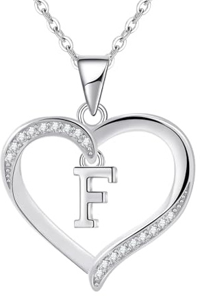 Geschenke für Frauen Halskette Damen 925er Silber Herz Anhänger Buchstabe